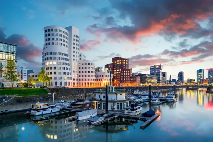 Medienhafen and marina of the city of Düsseldorf in Germany